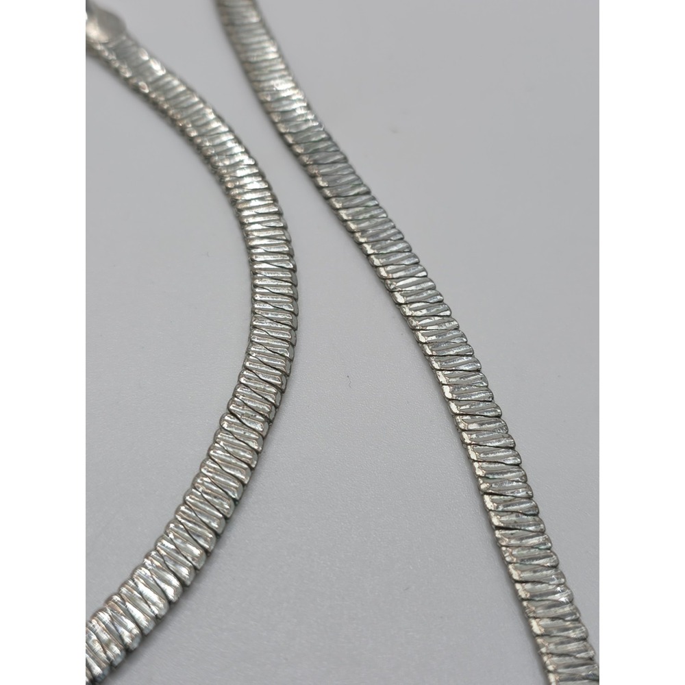 Vintage Monet Silver Tone Herringbone Chain Flat Liquid Link Adjustable 18" READ